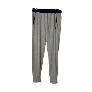 Caribbean Joe Womens XL Gray Navy Blue Lounge Jogger Pants Palm Tree Logo Casual